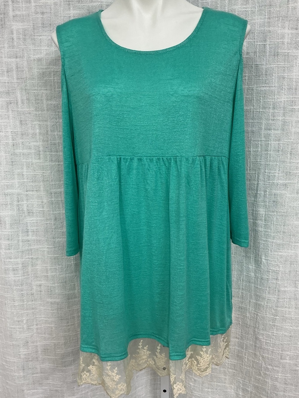 Umgee Teal Scoop-Neck Cold Shoulder Knit Top